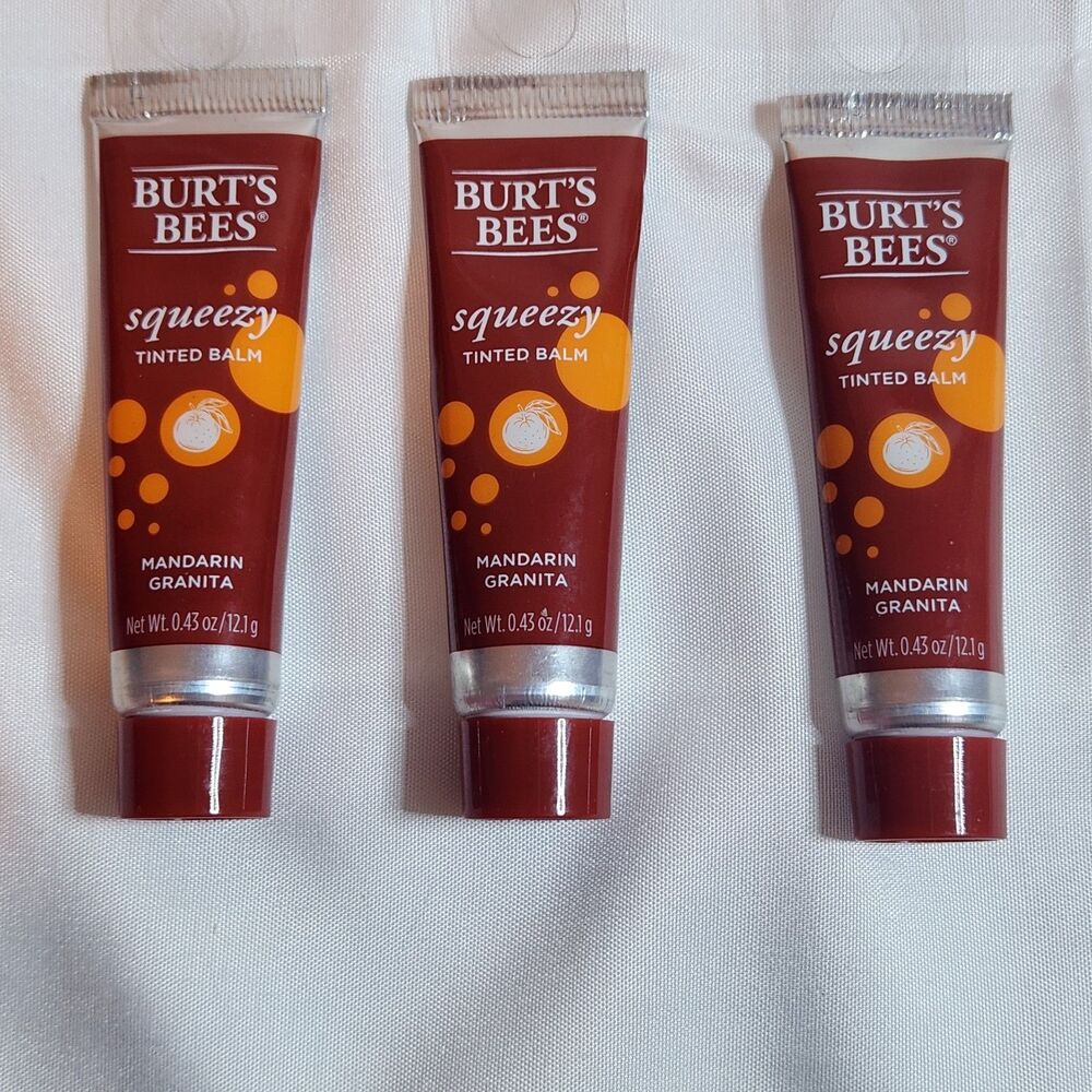 Burt’s Bees Squeezy Tinted Lip Balm Mandarin Granita 0.43 oz Lot of 3